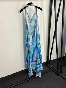 <span class=keywords><strong>Abito</strong></span> <span class=keywords><strong>lungo</strong></span> Casual da donna con stampa a blocchi di colore con Design senza schienale e nuovo orlo irregolare - Product Image 6