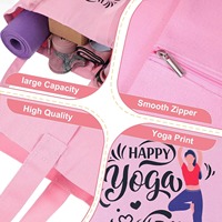 Tas Tote Yoga Kanvas Desain Geometris Kustom Ramah Lingkungan, Tas Pantai Bahu Katun Kokoh dengan Logo Kustom