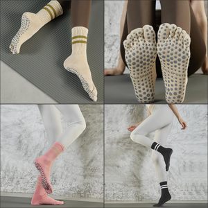Women Striped Long <b>Yoga</b> Socks Five-finger Socks <b>Pilates</b> Socks Professional Women's Non-slip Mid-length Sports Fingering - Product Image 6