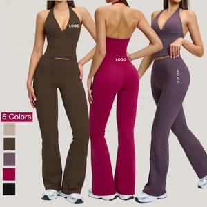 Ensemble <span class=keywords><strong>de</strong></span> <span class=keywords><strong>sport</strong></span> pour <span class=keywords><strong>femme</strong></span> en forme <span class=keywords><strong>de</strong></span> V, dos évidé, luxueux et élégant, haute extensibilité, pour yoga et fitness - Product Image 1