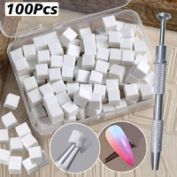 Lot de 100 éponges carrées pour nail art, pinceaux dégradés pour vernis gel, conception DIY, stylo applicateur pour éponge à ongles, fournitures et outils de manucure