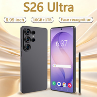 Smartphone S26 Ultra 5G, écran 6,9 pouces, appareil photo IA 108MP pour selfies, 16 Go RAM, 1 To stockage, batterie 8000 mAh, charge rapide, Face ID, empreinte digitale, GPS, double SIM