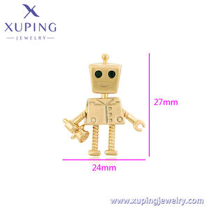 Xuping perhiasan elegan fashion mewah hidup desain harian beruntung indah uniseks hadiah robot alien 14k liontin emas - Product Image 2
