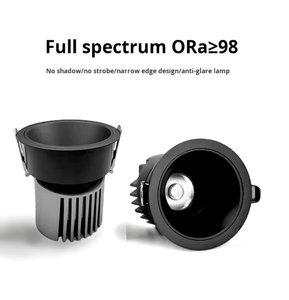 Projecteur LED industriel encastré noir à <span class=keywords><strong>spectre</strong></span> complet anti-éblouissement IP44 12W, pour salon, plafond, haute luminosité CRI, éclairage mural COB - Product Image 2