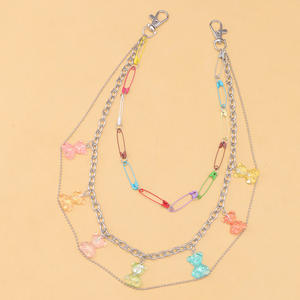 Cadena de cintura con broche de oso colorido de aleación de zinc, con múltiples pasadas y dijes de oso de gelatina transparente, accesorio de moda - Product Image 2