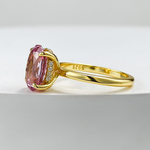 Gioielli S925 argento Sterling placcato in oro ad alto tenore di carbonio 7*10mm taglio ovale <span class=keywords><strong>Morgan</strong></span> zircone rodiato piccione anello - Product Image 3