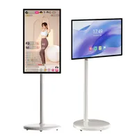 TV Pintar Portabel 21,5 Inci dengan Layar Sentuh LCD Incell, Sistem Operasi Android, Kabinet Putih yang Dapat Dipindahkan