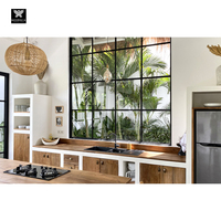Ventanas Fijas de Acero Estilo Crittall Negras, Vidrio Templado, Resistentes a Huracanes, Rejillas Delgadas, Decoración Interior, Biombo Plegable de Hierro