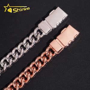 Catena a Maglia Cubana da Uomo in Argento 925 con Moissanite da 15mm Incastonata a Mosaico in Oro Rosa, Gioielli Hip Hop di Grande Successo - Product Image 5