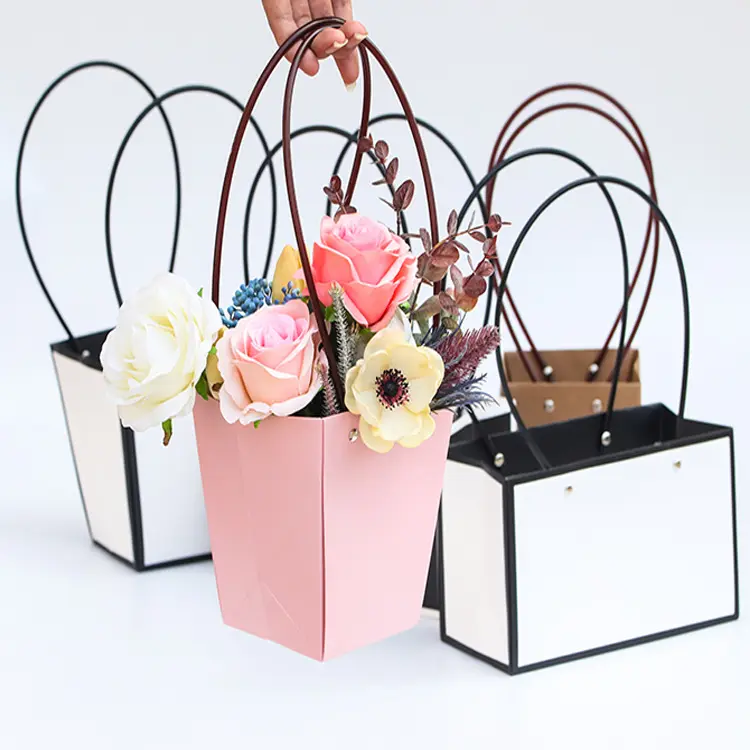 Kotak Kemasan Bunga Portabel, Keranjang Hadiah Pernikahan Kotak Kertas Bunga Lipat