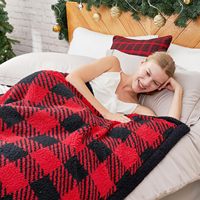 Plaid d'hiver ultra doux réversible double face en sherpa, motif pied-de-poule, épais, chaud, moelleux et duveteux, 100% polyester