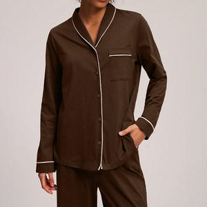 Personalizado rosa <span class=keywords><strong>azul</strong></span> a rayas pareja pijama conjunto de manga larga de algodón ropa de dormir pijama conjunto, pijamas de noche de algodón para las mujeres/ - Product Image 1