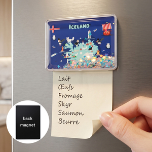 Imán de Refrigerador con Movimiento Líquido, Mapa de Islandia en Acrílico Horizontal, Imán Fuerte con Respaldo Magnético, Recuerdo Turístico - Product Image 1