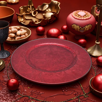 Assiette de présentation Xiangjin 13 pouces en plastique PP avec motif végétal, couleur personnalisée, sans BPA, pour mariages et événements