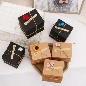 Boîtes à biscuits à la truffe biodégradables personnalisées boîtes à biscuits en papier kraft brun noir emballage pour petites entreprises