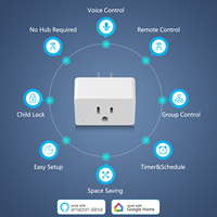 Lot de 5 prises intelligentes Wi-Fi 15A 1800W, compatibles Alexa et Google Assistant, contrôle à distance et par groupe, sans hub, certifiées ETL FCC, 2,4 GHz uniquement