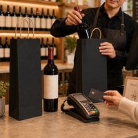 Sacs cadeaux pour vin en kraft écologiques réutilisables, sacs à vin en papier robustes avec poignées, emballage multifonctionnel