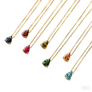 Approvisionnement d'usine 18K Or Rempli 12 Mois En Acier Inoxydable Pierre <span class=keywords><strong>De</strong></span> <span class=keywords><strong>Naissance</strong></span> Poire Forme Zircon Cristal Pendentif Collier Collier - Product Image 1