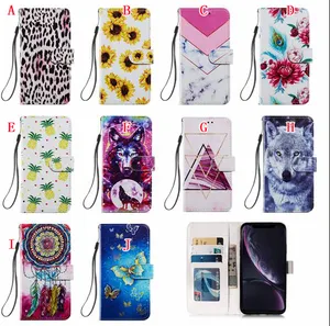 Sunflower Leopard Wallet Leather Phone Case For Samsung Galaxy S21 Ultra S20 Plus S20 FE A02 A12 A32 5G A52 Marble Stand Cover