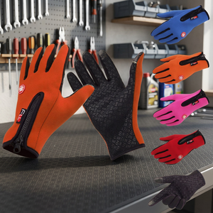 Gants de ski imperméables en polyester à doigts entiers, isolés thermiquement, avec fermeture auto-agrippante, pour l'hiver, unisexes, orange, noir, rose, rouge, bleu - Product Image 4