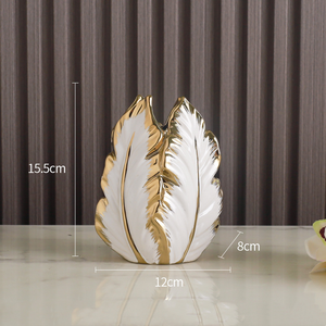 <span class=keywords><strong>Vase</strong></span> en céramique électroplaqué style <span class=keywords><strong>plume</strong></span>, luxe léger, pot rétro vintage américain pour la décoration de la maison, de la salle à manger, de l'entrée et de la table console - Product Image 5