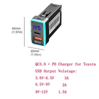 Adaptateur de prise allume-cigare PD avec affichage LED et voltmètre, chargeur rapide PD pour téléphone de voiture, compatible TOYOTA