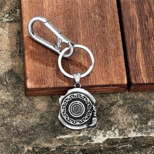 yunnique Nordic Rune <b>Keychain</b> Stainless Steel Metal Pendant With Leather Cord Carabiner Durable Key Chain Accessory - Product Image 2