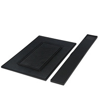 Tapis de bar en caoutchouc PVC noir antidérapant, imperméable, rectangulaire, pour service de boissons, accessoires de service de vin