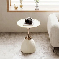 Table à thé en fer forgé avec plateau en marbre, directement de l'usine - Design de luxe multifonctionnel pour petits espaces, table d'appoint ronde pour chevet et balcon