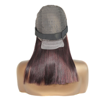 Perruque frontale 13x6 13x4 Bob 100% Cheveux Humains Remy, Couleur Foncée 99J Bourgogne, Coupe Carrée, Cheveux Vietnamiens Bruts Ultra Lisses, Densité 250%, Pré-épilée