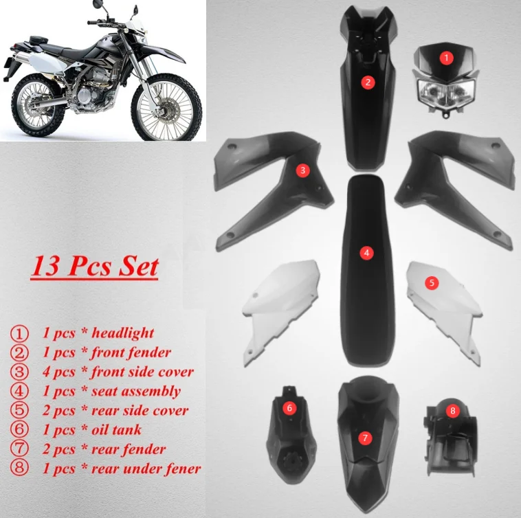 Kawasaki KLX250 S/SF 2008-19 Plastic Fairing Cover Kit with