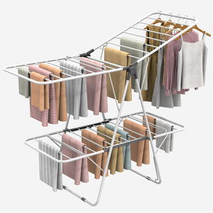 ราวตากผ้าแบบพับได้สองชั้น วัสดุโลหะ สำหรับใช้ในห้องน้ำ จากโรงงานโดยตรง - Product Image 1