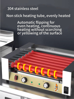 DEBACK Nouvelle machine à hot-dogs commerciale à 20 rouleaux, double couche, en acier inoxydable, gril à saucisses électrique, haute productivité