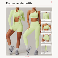 Conjunto Deportivo Asimétrico de un Solo Hombro con Sensación de Desnudez, Transpirable y de Secado Rápido, con Bolsillos, Estilo Nube, para Yoga y Running