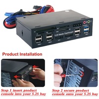 USB 3,0 Multi-Function Hub ESATA Puerto SATA Lector de tarjetas interno Audio Video PC Panel de tablero Compatible con memoria MS CF TF M2 MMC