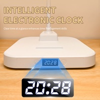 Lampe de bureau pour la protection des yeux, lampe de chevet pour chambre à coucher, petite lampe de nuit LED avec horloge
