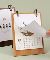 Calendrier de table 2023 personnalisé calendrier de bureau en bois de haute qualité support de calendrier de table en bois
