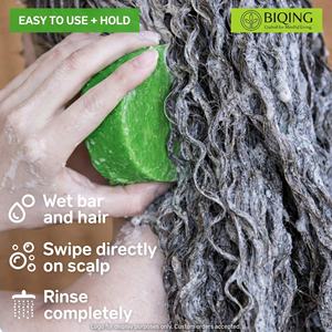 Shampooing solide aux herbes avec huile de ricin et écorce d'orange, savon capillaire antipelliculaire nettoyant en profondeur pour racines grasses, végétalien et écologique - Product Image 3