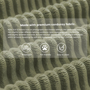 Sofá Cama Plegable Convertible Tapizado en Corduroy con Estructura de Acero, Sofá Seccional Comprimido - Product Image 6
