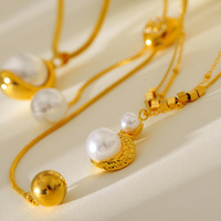Collier pendentif en imitation perle plaqué or 18 carats pour femme Ivanda, chaîne serpent en acier inoxydable, tendance, certifié, anniversaire