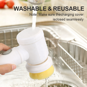 แปรงทำความสะอาดไฟฟ้าในครัวแบบ USB หรือแบตเตอรี่สำหรับใช้ทำความสะอาดอ่างอาบน้ำในห้องน้ำหมุนได้5-in-1 - Product Image 5