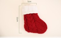 Chaussettes rouges de Noël faites à la main de qualité supérieure, porte-ustensiles tricoté WUJI en polyester 11x7cm, décoration