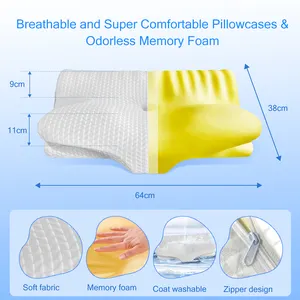 Memory Foam Pillows Butterfly Shaped Relaxing Cervical Slow Rebound Neck Pillow Pain Relief Sleeping Orthopedic Pillow Bed 60