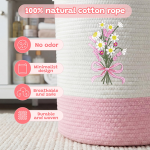 Laundry <b>Basket</b> with Bow <b>Hamper</b> <b>Hamper</b> 15 X 17.7 Inches Toy Box Large Coquette <b>for</b> Blanket Toys Clothes Organization - Product Image 4