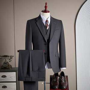 <span class=keywords><strong>Costume</strong></span> Homme Sur Mesure Haut de Gamme à Simple Boutonnage en Tissu Sergé Mélangé – Tenue Formelle Professionnelle - Product Image 4