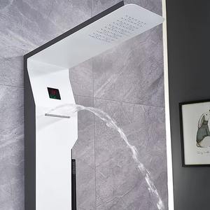 Panneau de douche brossé argent noir tours de colonne en acier inoxydable 304 jets de cascade Spa panneau de douche intelligent - Product Image 3