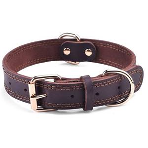 Factory Wholesale Pets Accessories Heavy Duty Luxury Real Genuine Natural <strong>Leather</strong> <strong>Dog</strong> <strong>Collar</strong> with Buckle - Product Image 1