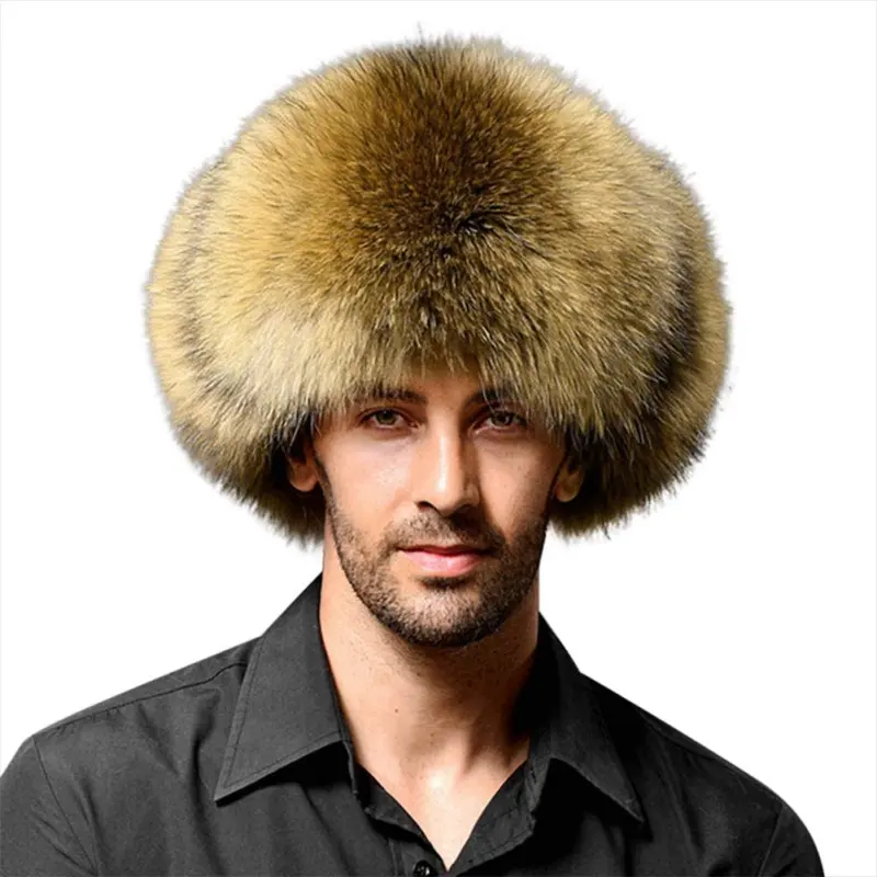 Los hombres de trampero de piel sombrero de invierno cálido gorro Ushanka ruso soldado sombrero de caza