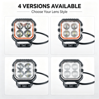 Projecteur de travail LED 20W, carré 2,85 pouces, blanc ambre bicolore, IP67, 10-30V DC 12V 24V, pour camion, tout-terrain, SUV, jaune