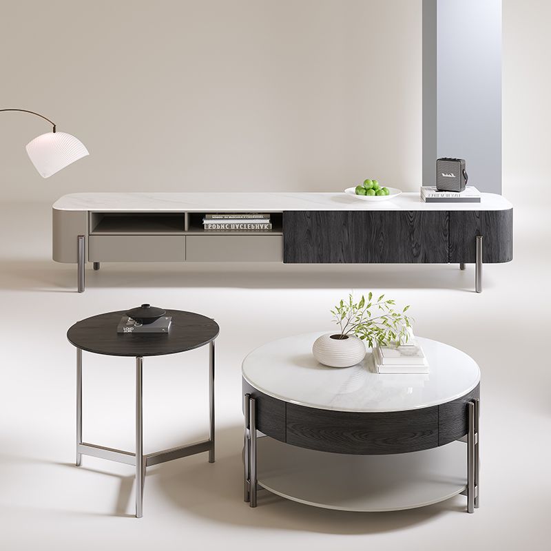 Mesa de centro y mueble para TV de estilo lujoso [Modelo T268 Negro]